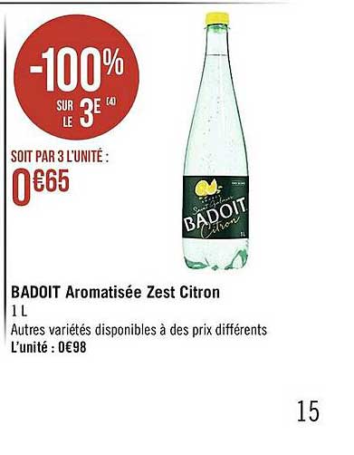 badoit aromatisée zest citron