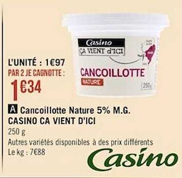 cancoillotte nature 5% m.g. casino ça vient d'ici