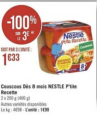 couscous dès 8 mois nestlé p'tite recette