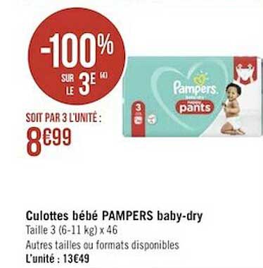 culottes bébé pampers baby-dry