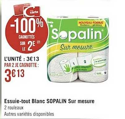 essuie-tout blanc sopalin sur mesure