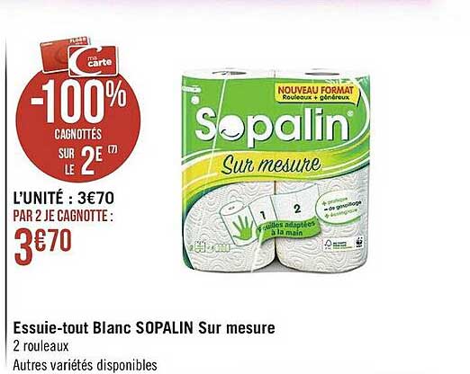 essuie-tout blanc sopalin sur mesure