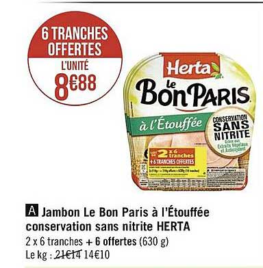 jambon le paris à l'étouffée conservation sans nitrite carta