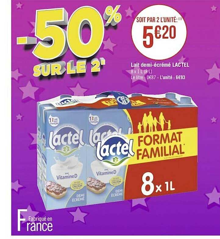lait demi-écrémé lactel