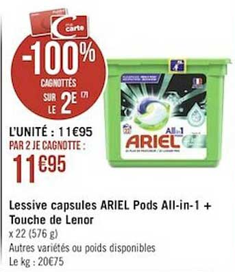 Lessive Capsules Ariel Pods All-in-1 + Touche De Lenor