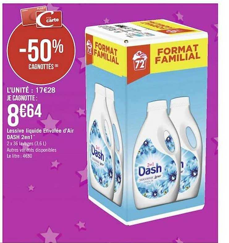 lessive liquide envolée d'air dash 2 en 1