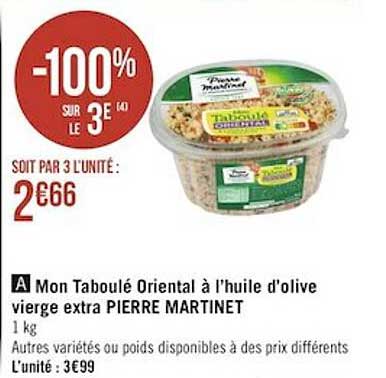 mon taboulé oriental à l'huile d'olive vierge extra pierre martinet