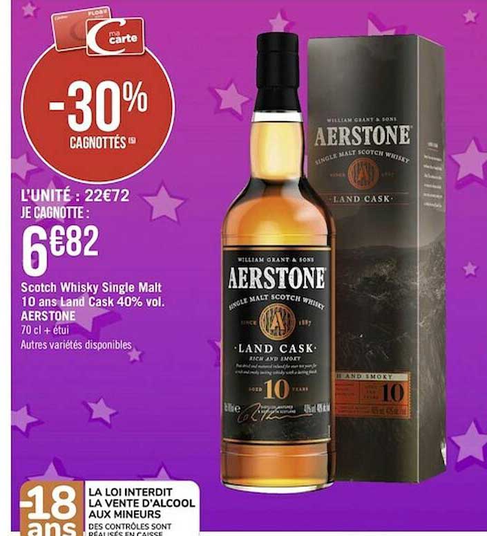 scotch whisky single malt 10 ans land cask 40% vol. aerstone