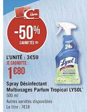 spray désinfectant multiusages parfum tropical lysol