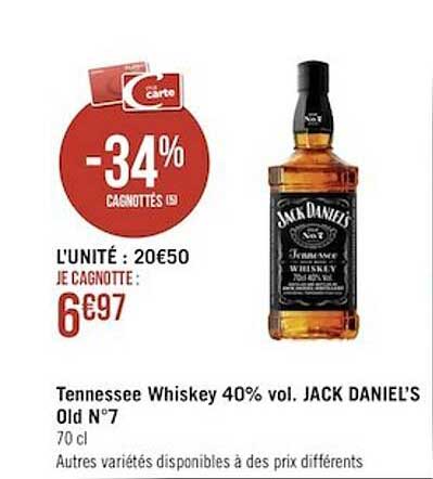 tennessee whiskey 40% vol. jack daniel's old n°7