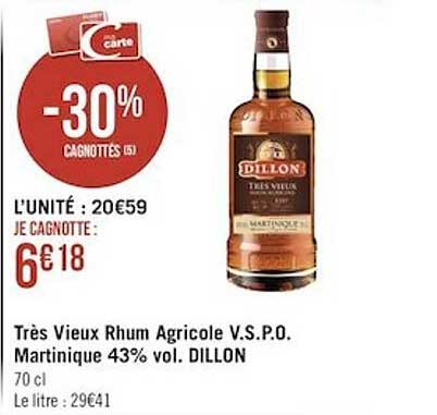 très vieux rhum agricole v.s.p.o. martinique 43% vol. dillon