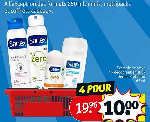 4 x déodorant en sticks dermo protector sanex