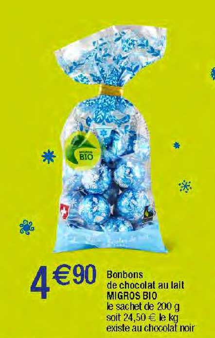 bonbons de chocolat au lait migros bio