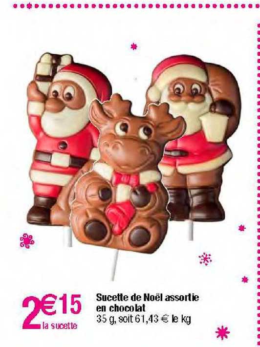 sucette de noël assortie en chocolat