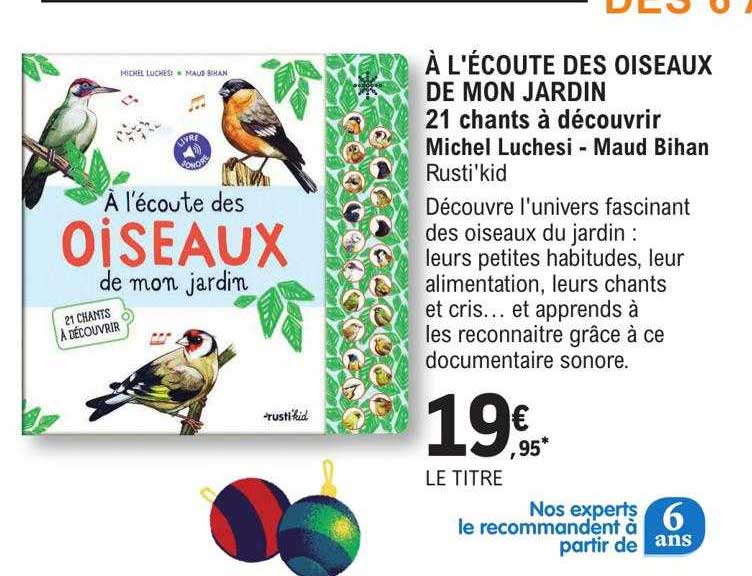 à l'écoute des oiseaux de mon jardin - 21 chants à découvrir michel luchesi - maud bihan rusti'kid