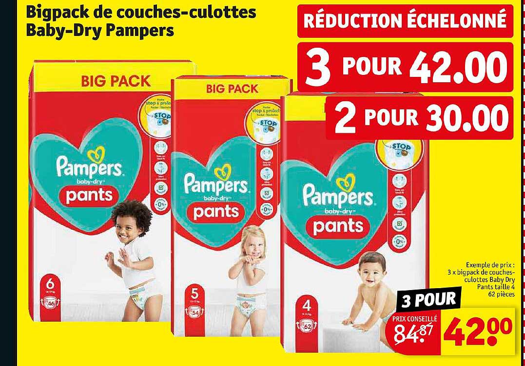 bigpack de couches-culottes baby-dry pampers