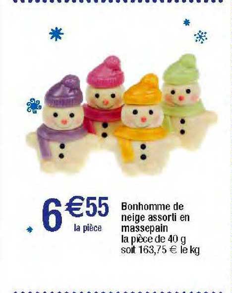 bonhomme de neige assorti en massepain