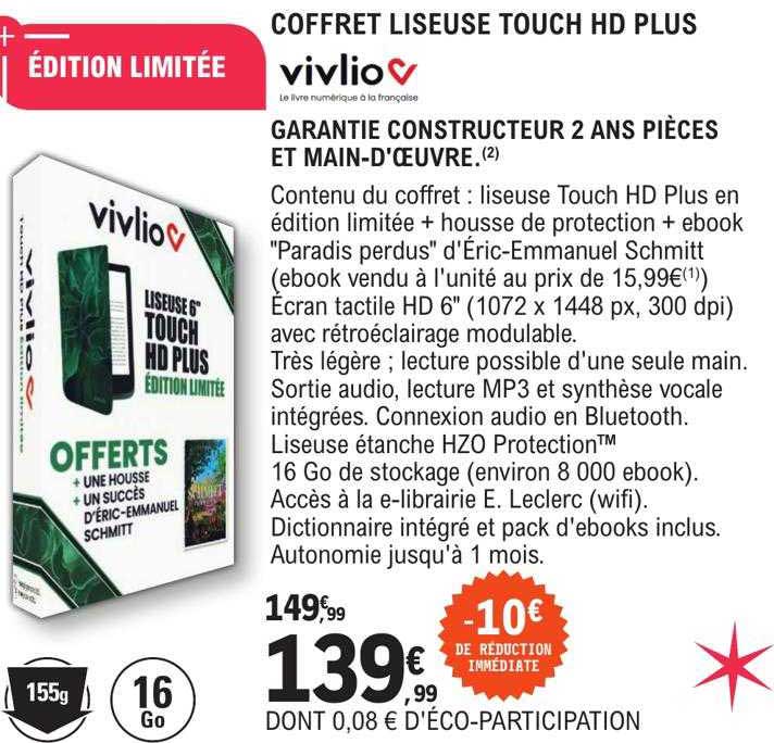 Coffret Liseuse Touch Hd Plus Vivlio