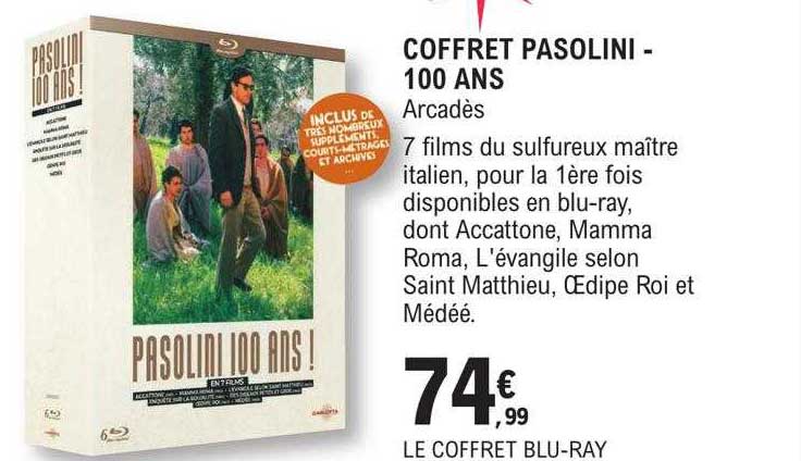 coffret pasolini - 100 ans arcadès