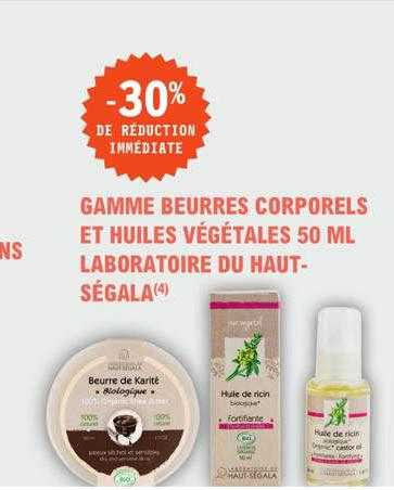 gamme beurres corporels et huiles végétales 50ml laboratoire du haut-ségala
