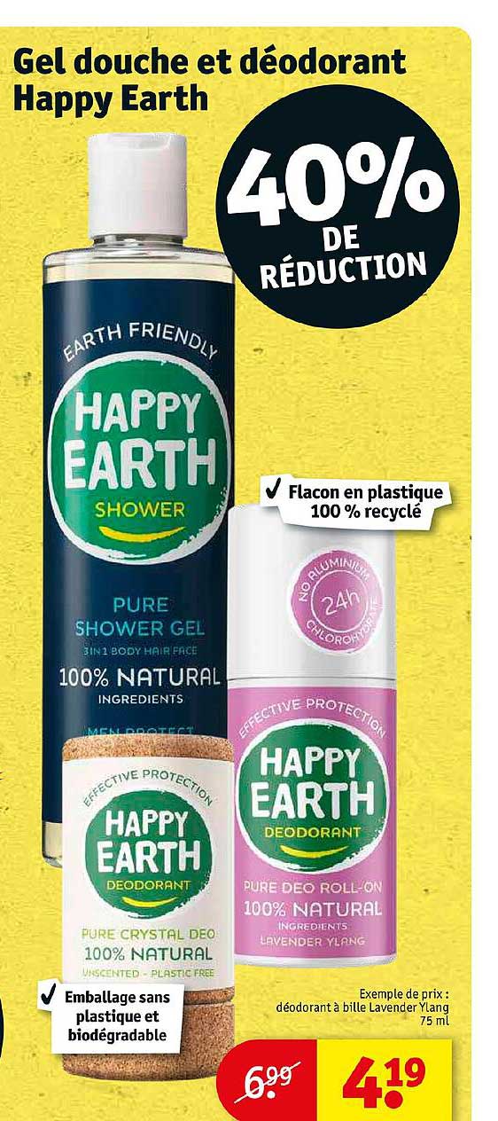 gel douche et déodorant happy earth