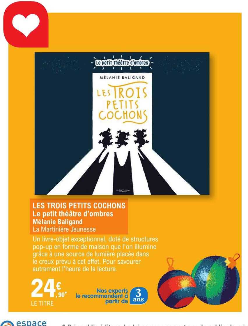 les trois petits cochons le petit théâtre d'ombres - mélanie baligand