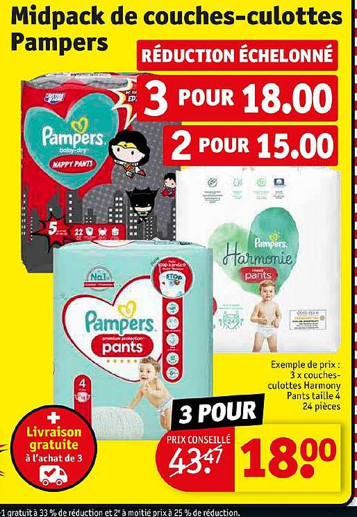 midpack de couches-culottes pampers
