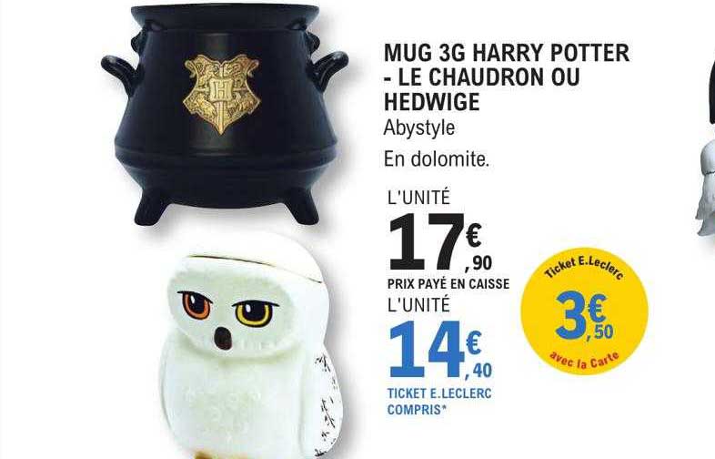 mug 3g harry potter - le chaudron ou hedwige
