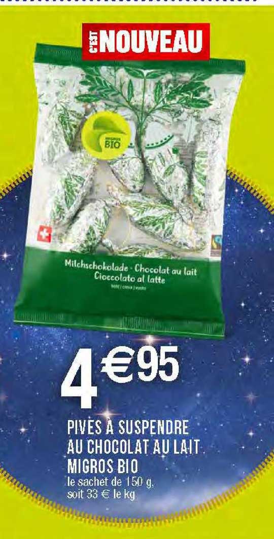 pives à suspendre au chocolat au lait migros bio