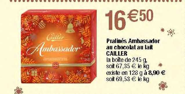 pralinés ambassador au chocolat au lait cailler