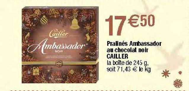 pralinés ambassador au chocolat noir cailler