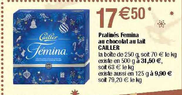 pralinés femina au chocolat au lait cailler