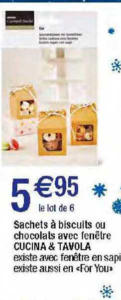 sachets à biscuits ou chocolats avec fenêtre cucina & tavola