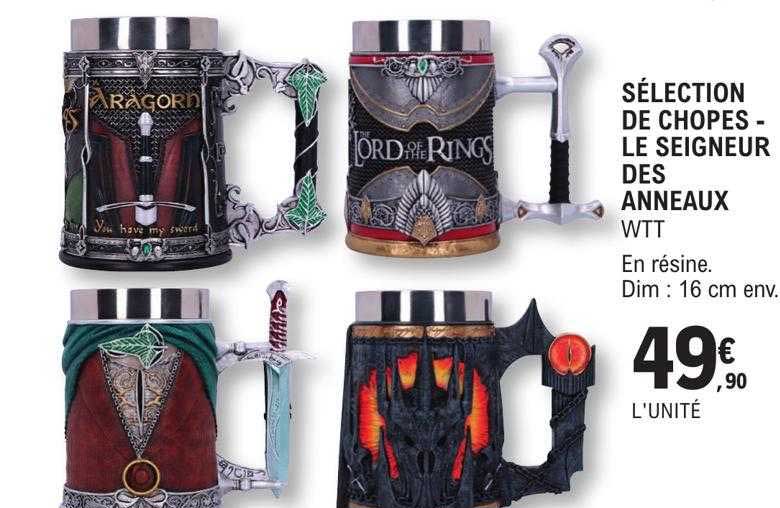 sélection de chopes - le seigneur des anneaux - wtt