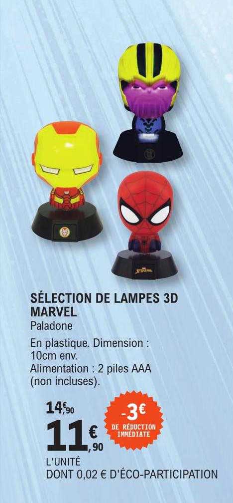 sélection de lampes 3d marvel  paladone