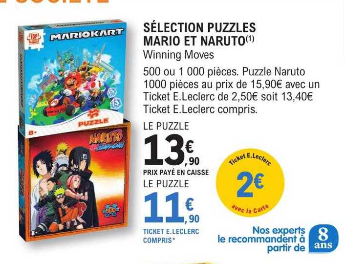 sélection puzzles mario et naruto winning moves