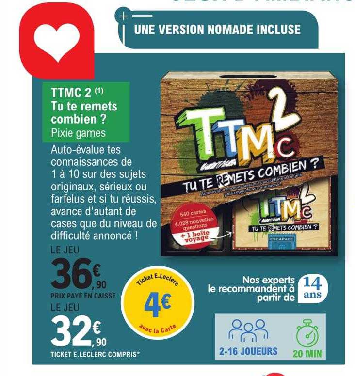 ttmc 2 tu te remets combien?