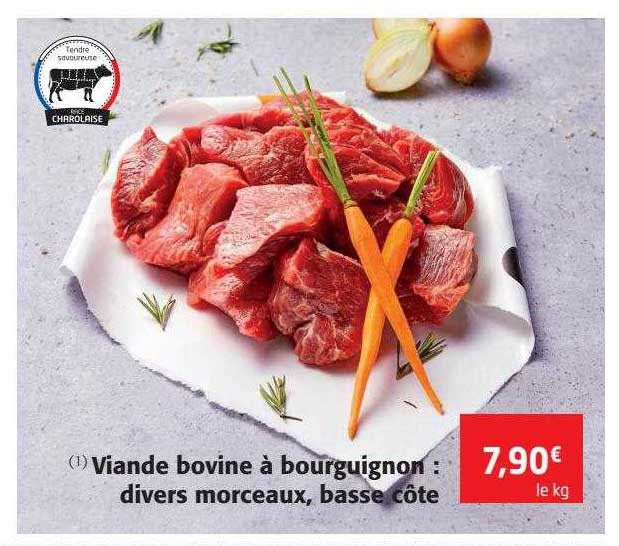 Viande Bovine à Bourguignon : Divers Morceaux, Basse Côte