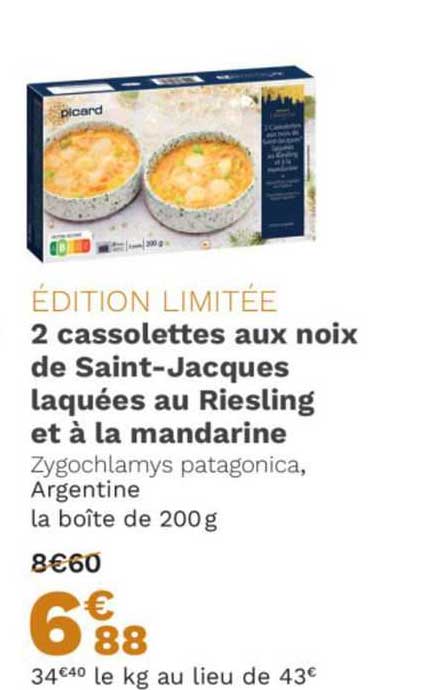 2 cassolettes aux noix de saint-jacques laquées au riesling et à la mandarine