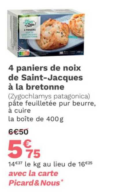 4 paniers de noix de saint-jacques à bretonne