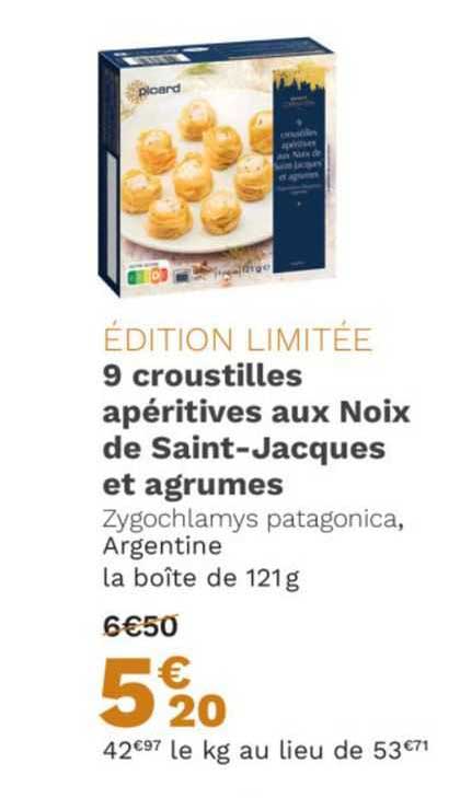 9 croustilles apéritives aux noix de saint-jacques et agrumes