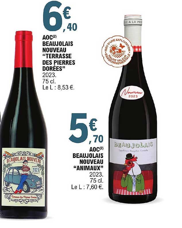 Aoc Beaujolais Nouveau "terrasse Des Pierres Dorées", Aoc Beaujolais Nouveau "animaux"
