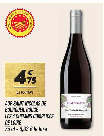 aop saint nicolas de bourgueil rouge les 4 chemins complices de loire