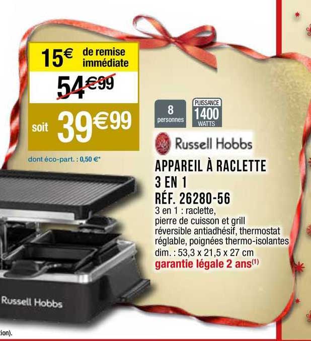 appareil à raclette 3 en 1 russell hobbs