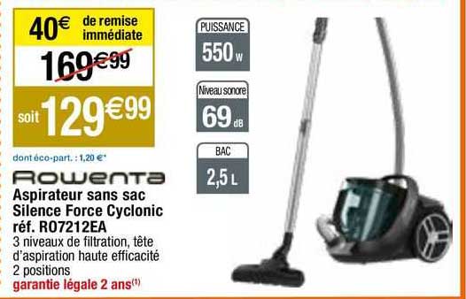 aspirateur sans sac silence force cyclonic rowenta