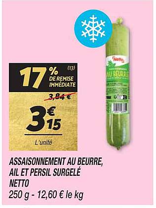 assaisonnement au beurre, ail et persil surgelé netto