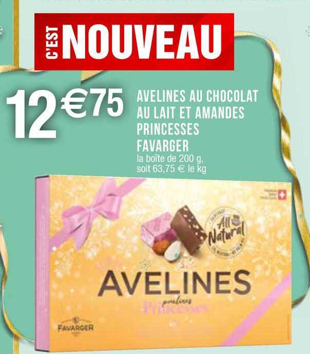 avelines au chocolat au lait et amandes princesses favarger