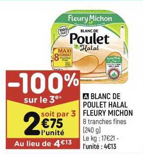 blanc  de poulet  halal fleury michon