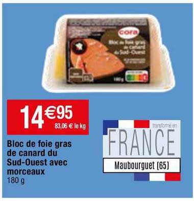 bloc de foie gras de canard du sud-ouest avec morceaux