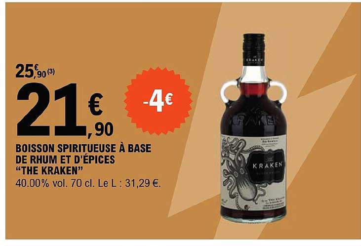 boisson spiritueuse à base de rhum et d'épices the kraken